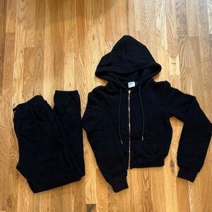 YITTY Black Fleece Hoodie and Jogger Set